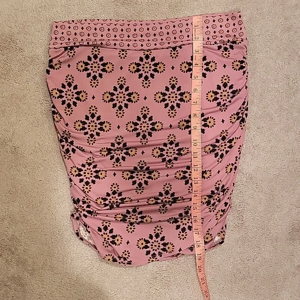 Free people strapless print ruched top sz L
